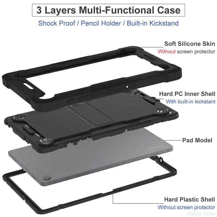 apply to iPad 9.7 inch 2018 6th A1893 A1954 2017 A1822 A1823 Anti fall armor protective shell with bracket design tablet case