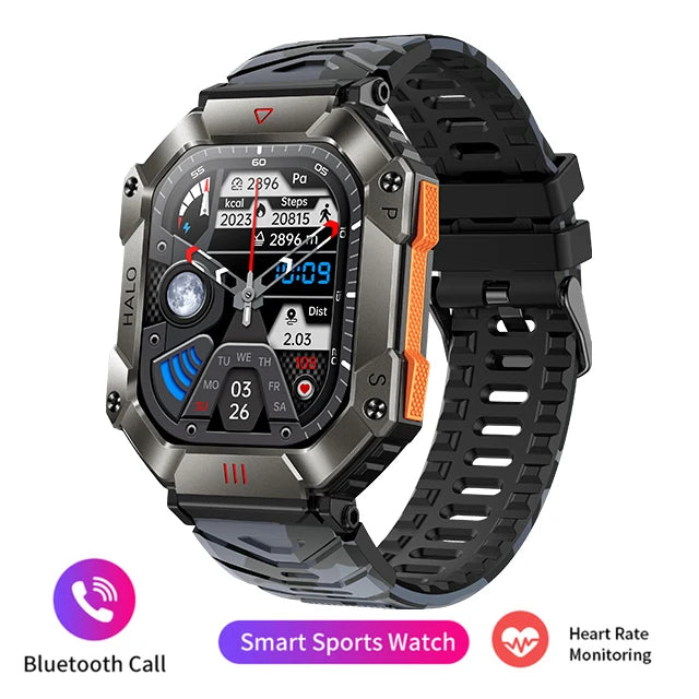Men Smart Watch For Android IOS Fitness Watches Ip68 Waterproof Military Healthy Monitor AI Voice Bluetooth Call Smartwatch 2023