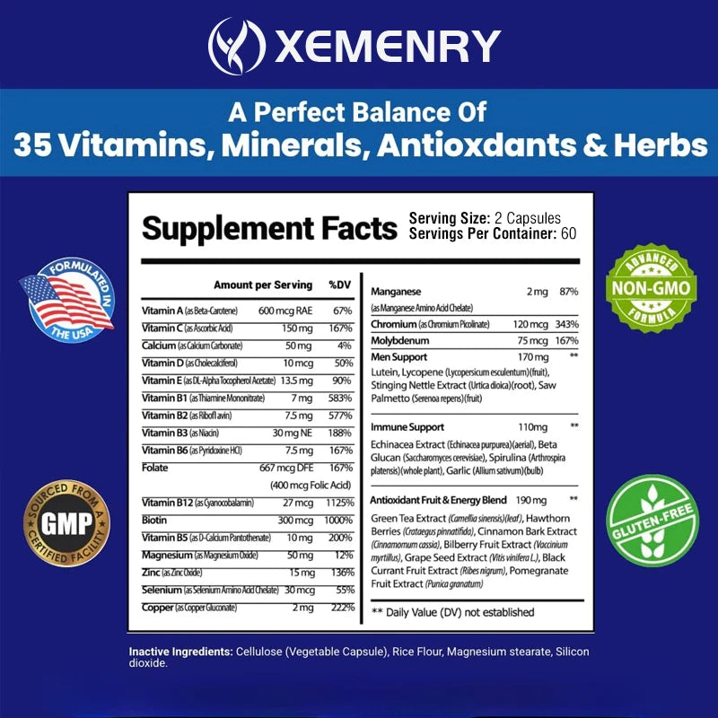 Men's Daily Multivitamin - for Immunity, Energy, Digestion, Skin, and Overall HealthSupplements