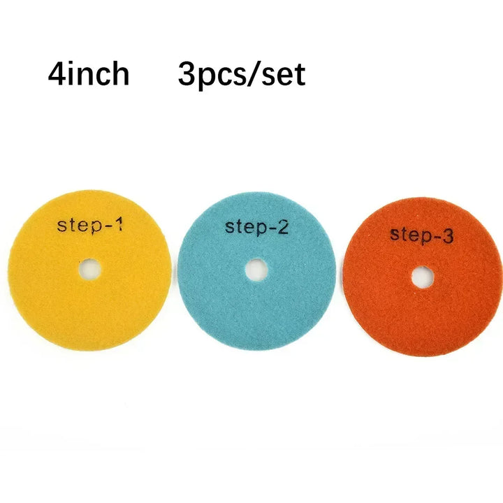 1PC 3 Step Grit Polishing Pads  Wet/Dry Buff Disc Water Grinding Pad  4 Inch 100mm For Polishing Granite Concrete Stone Marble