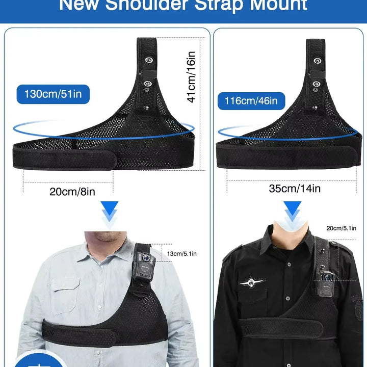 BOBLOV Body Camera Chest Vest Durable Shoulder Single Vest for All Body Camcorder Velcro Wearing Bodycam Belt Cam Shoulder Strap