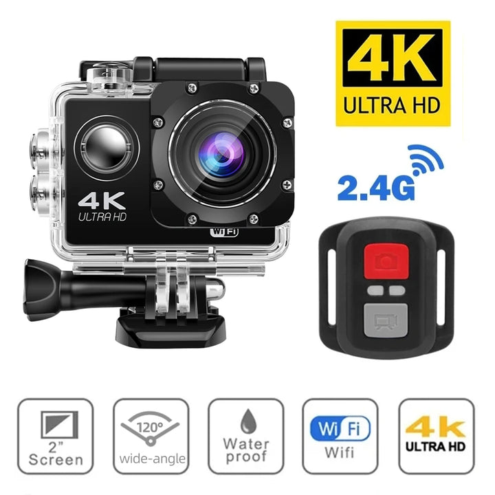 4K Action Camera WiFi 2.0" Screen 1080P/30FPS Waterproof Camera Helmet Video Recording Camera Sports Cameras Outdoor Mini Cam