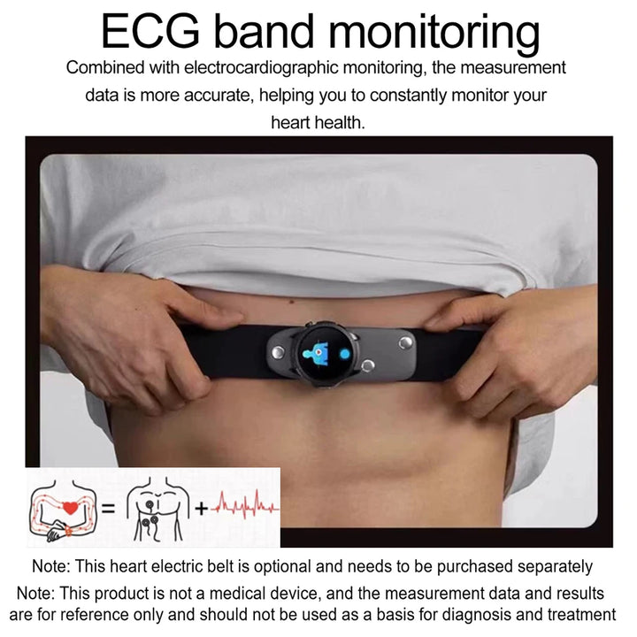 New Pulse Physiotherapy Uric Acid Blood Lipids CES Sleep Aid Smart Watch Men ECG Always Show HD Bluetooth Call Health Smartwatch