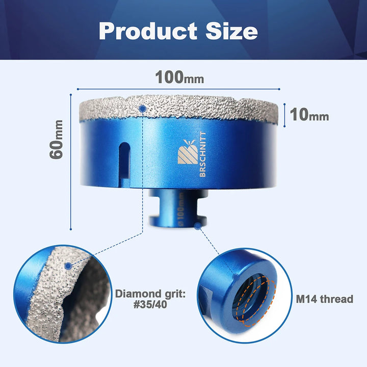 BRSCHNIT Diamond Drill Core Bit Drill 6-150mm 1Pc Diamond Drill Bit Hole Saw for Granite Porcelain Ceramic Drill Tile Cutter