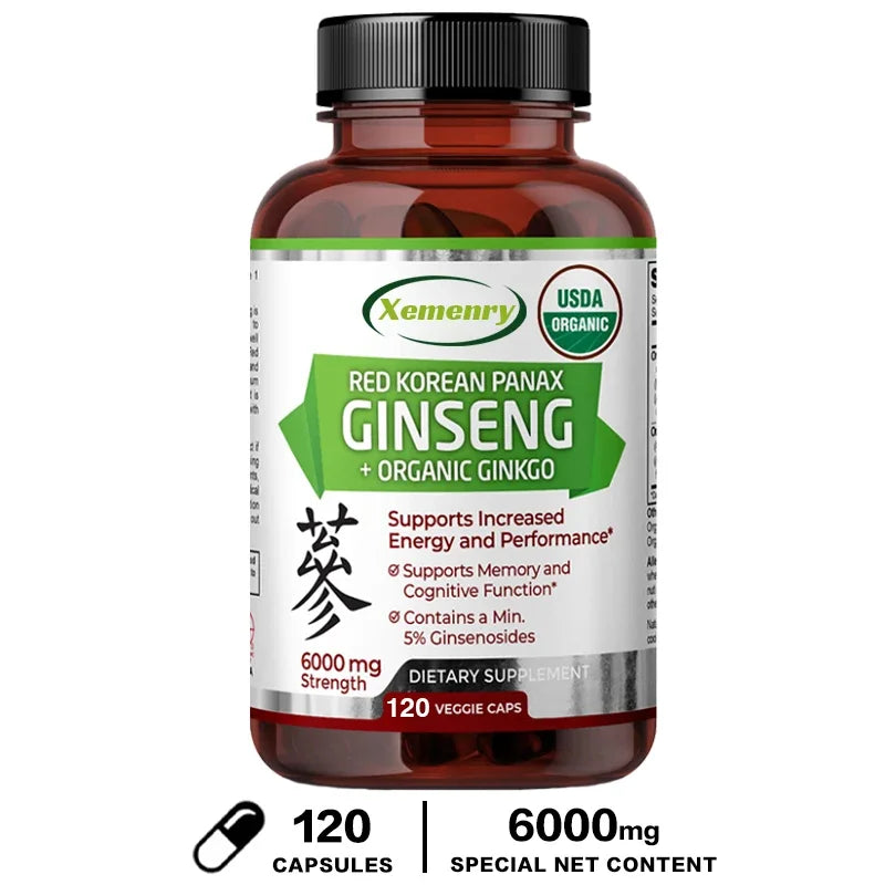 Pure Red Ginseng Extract - Energy Booster Natural Endurance Supplement for Performance, Focus, Vitality and Immune Support