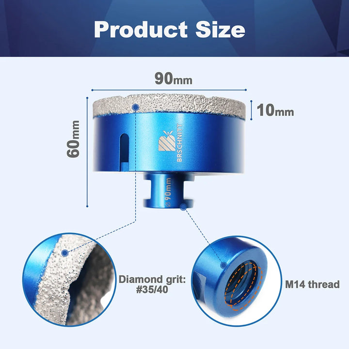 BRSCHNIT Diamond Drill Core Bit Drill 6-150mm 1Pc Diamond Drill Bit Hole Saw for Granite Porcelain Ceramic Drill Tile Cutter