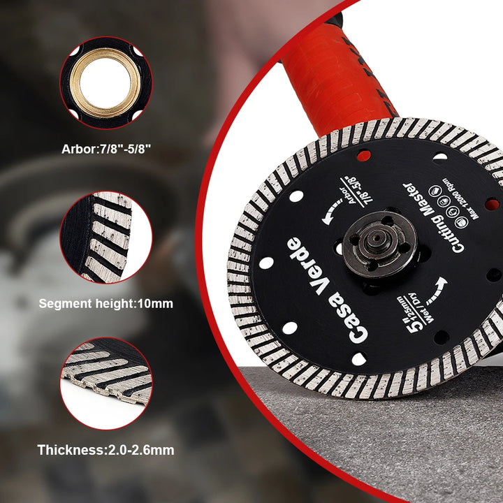 Casaverde 125/180/230mm Diamond Turbo Cutting Blade Granite Cutting Disc For Granite Marble Pavers Concrete Ceramic Dry Cutting