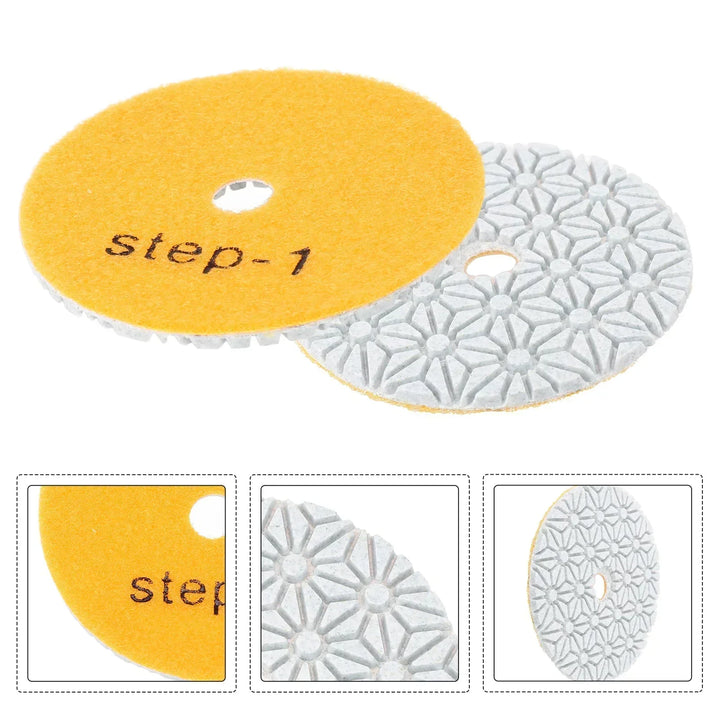 1PC 3 Step Grit Polishing Pads  Wet/Dry Buff Disc Water Grinding Pad  4 Inch 100mm For Polishing Granite Concrete Stone Marble