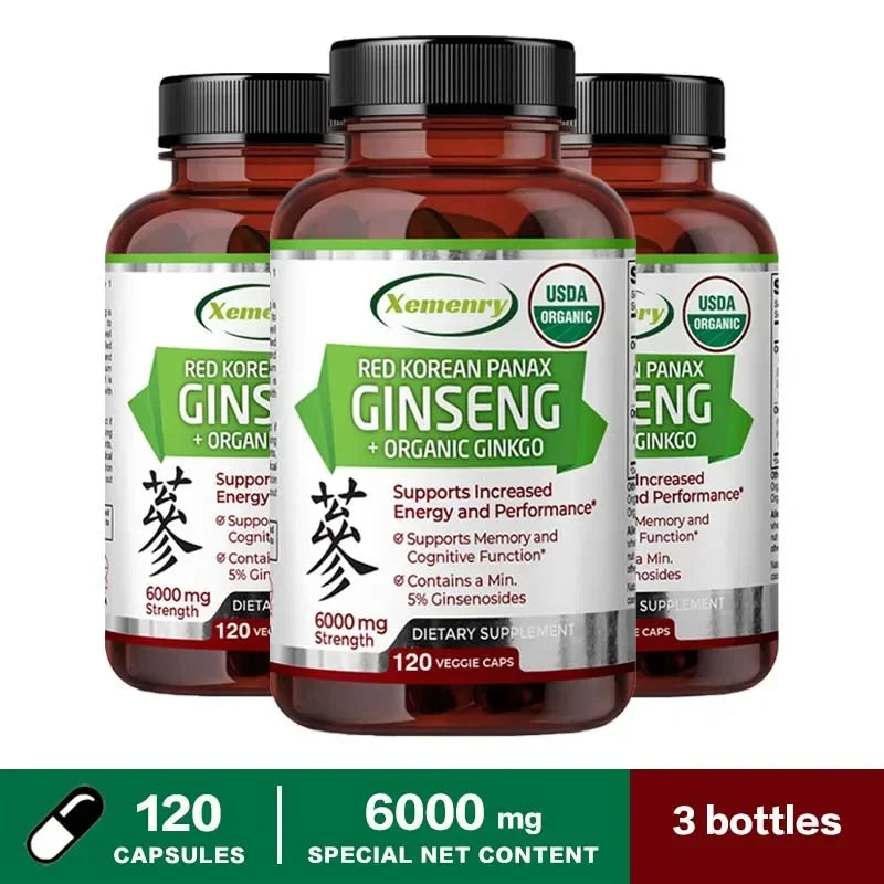 Pure Red Ginseng Extract - Energy Booster Natural Endurance Supplement for Performance, Focus, Vitality and Immune Support