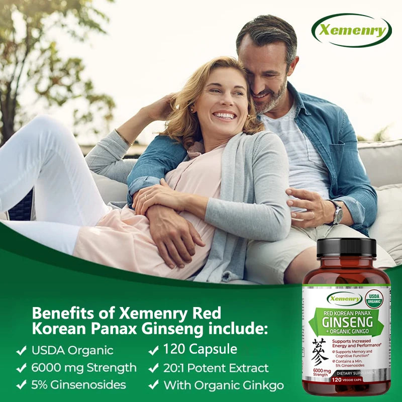 Pure Red Ginseng Extract - Energy Booster Natural Endurance Supplement for Performance, Focus, Vitality and Immune Support