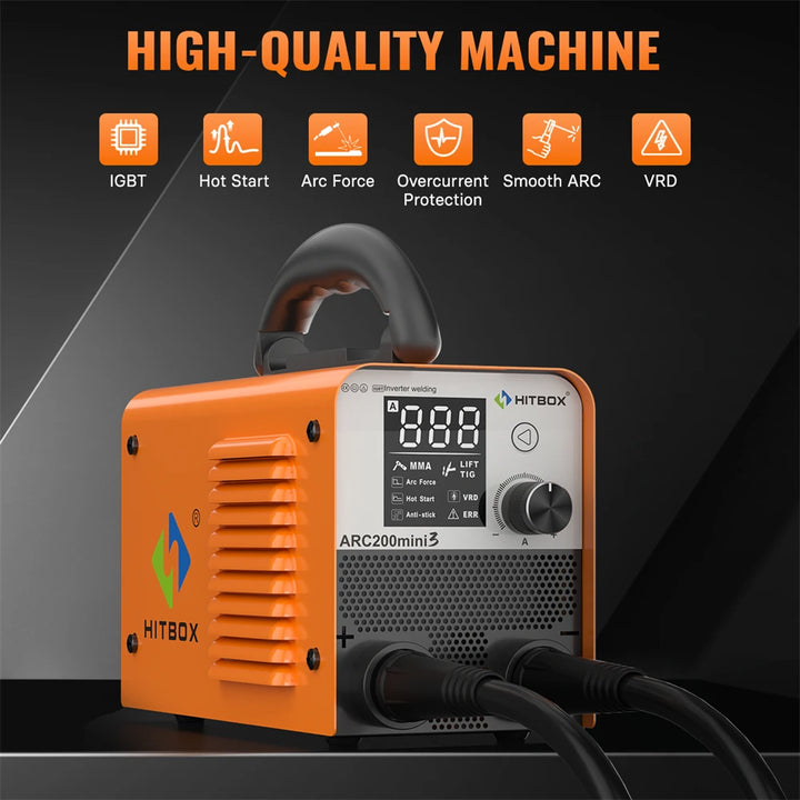 HITBOX ARC-200 2 in 1 MMA LIFT TIG Welding Machine Ultra Mini Solder Inverter LED Digital Display  IGBT Protable Home Welder