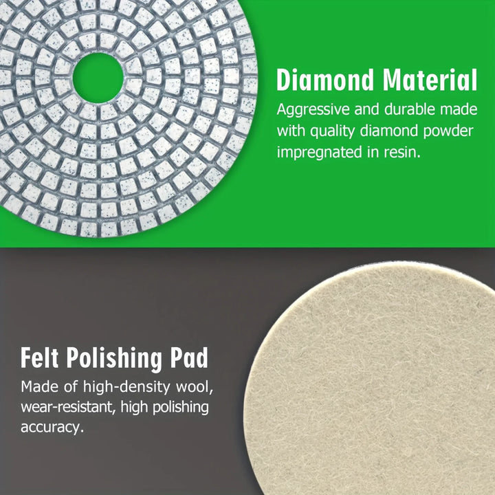 12pcs 4 Inch 100mm  Diamond Polishing Pads with 5/8" 11 Backer Pad Wet/Dry Granite Stone for Concrete Marble Stone