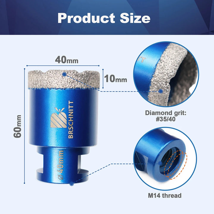 BRSCHNIT Diamond Drill Core Bit Drill 6-150mm 1Pc Diamond Drill Bit Hole Saw for Granite Porcelain Ceramic Drill Tile Cutter