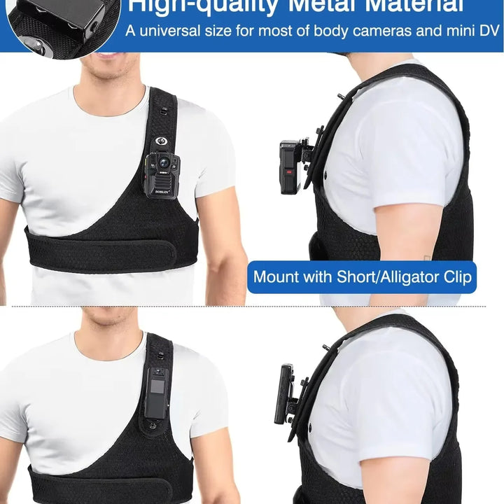 BOBLOV Body Camera Chest Vest Durable Shoulder Single Vest for All Body Camcorder Velcro Wearing Bodycam Belt Cam Shoulder Strap